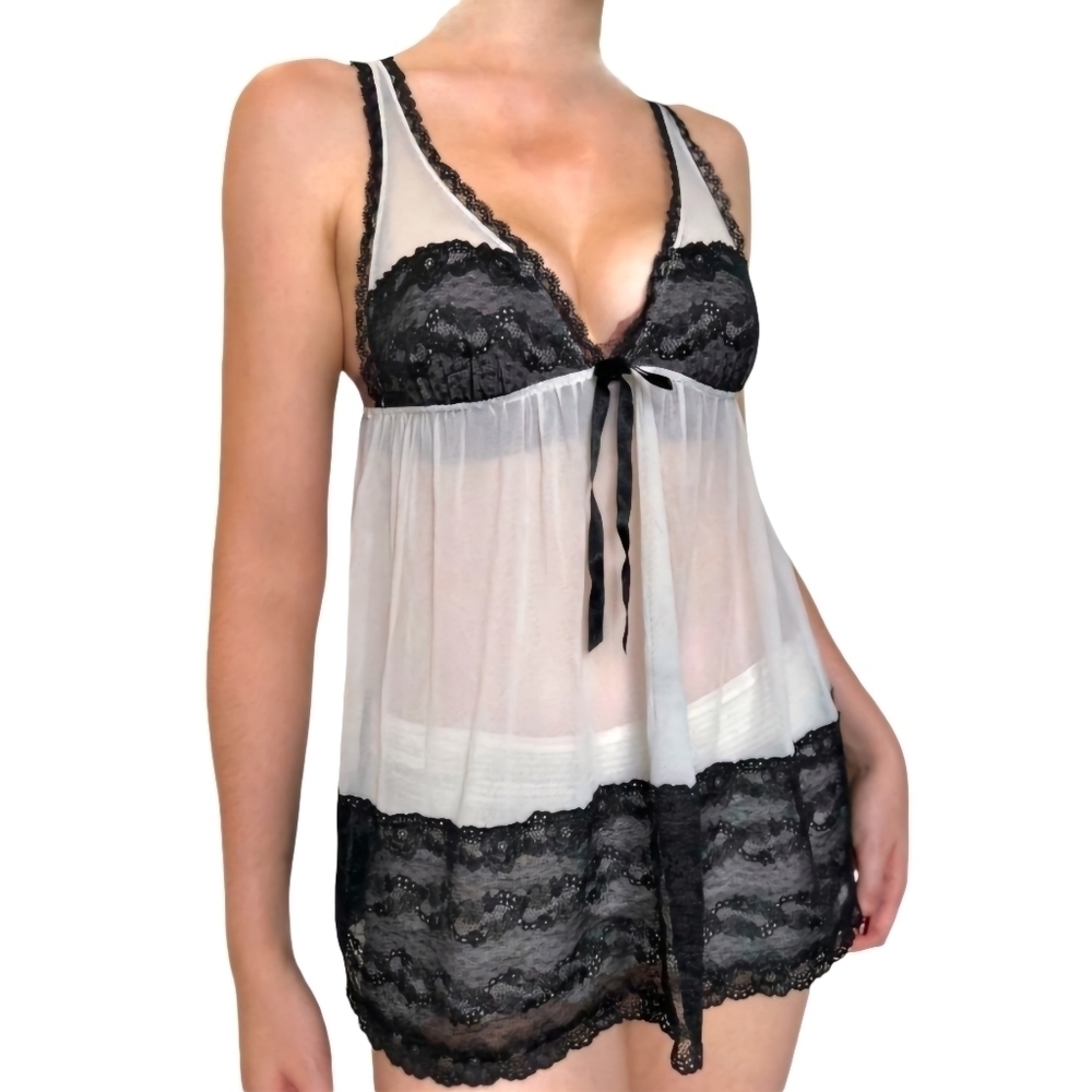 Victoria's secret black and white baby doll NWT🔖‎